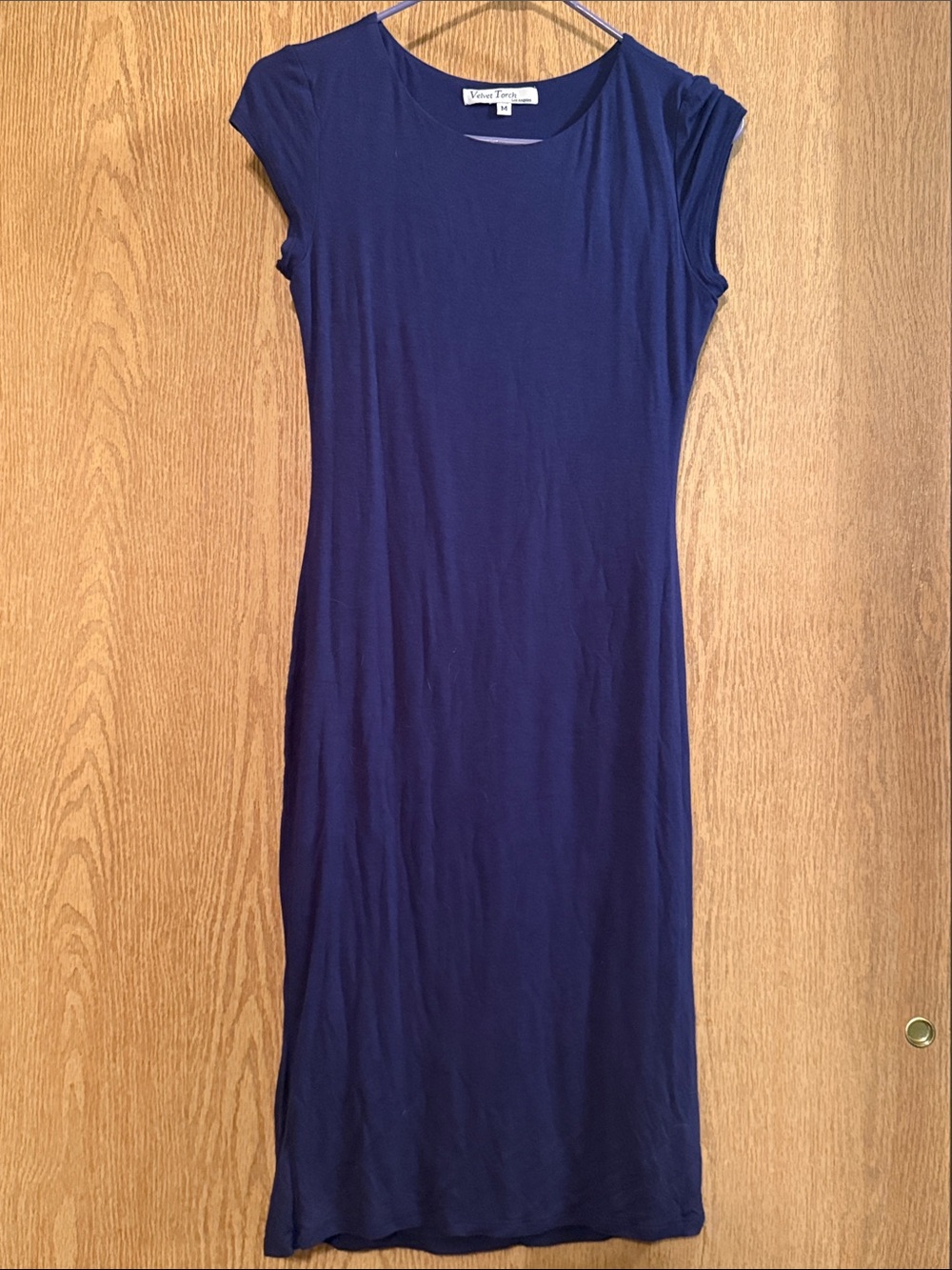 Velvet Torch Navy Cap-Sleeve Maxi Dress
